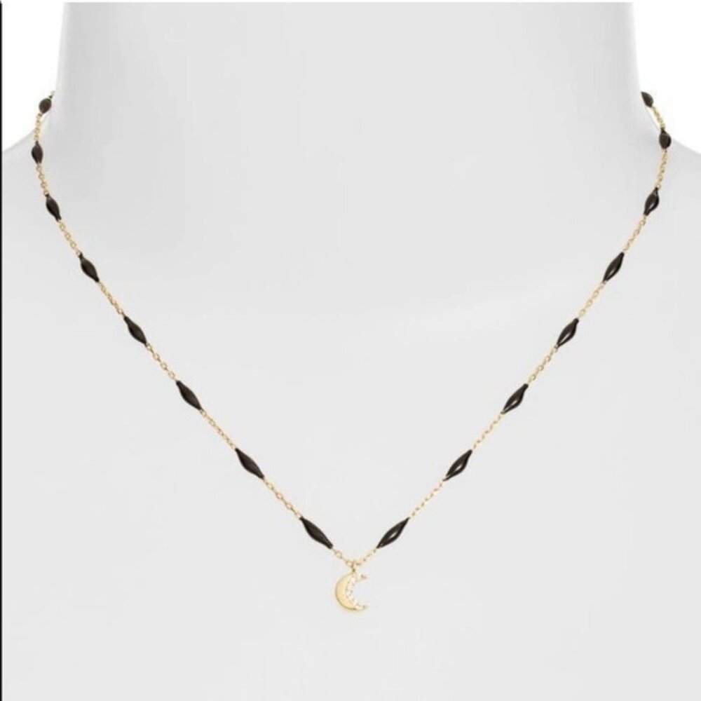 NWT Argento Vivo Enamel Bead Crescent Necklace in Gold